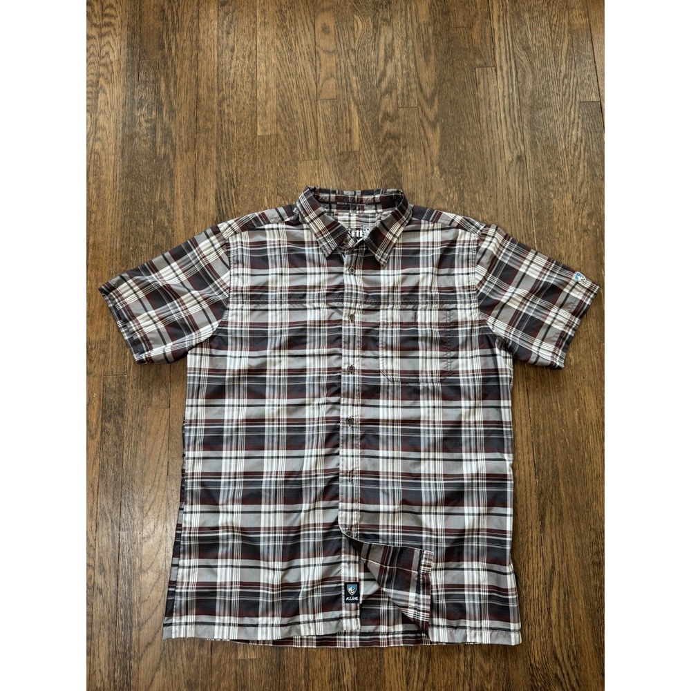 Kuhl Ionik Short Sleeve Button Up Shirt Mens Large Plaid Performance Hiking